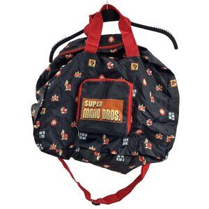 Nintendo Unisex Duffle Bag Super Mario Bros Character Print Gym Travel Black Red